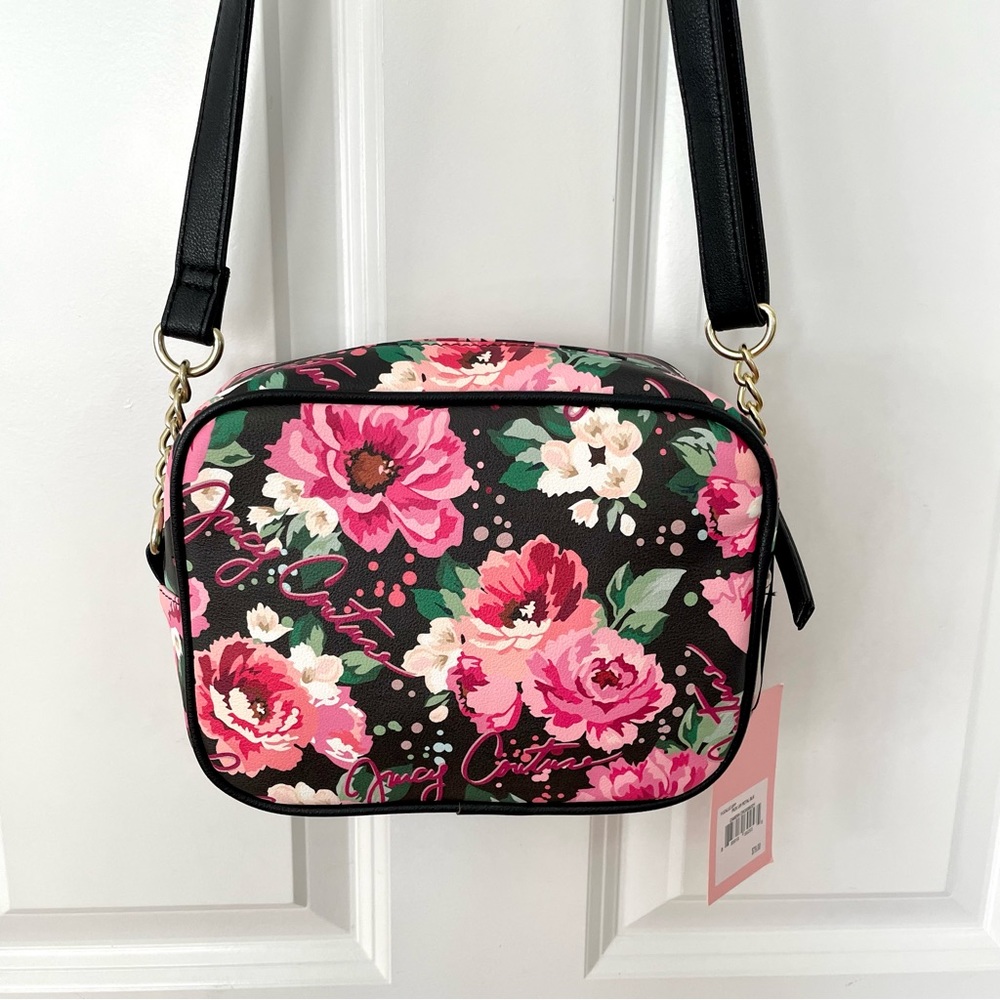 Juicy Couture•NWT•Black•PICK UR PETAL Floral Camera Crossbody Bag•Adjust. Strap - Picture 10 of 13